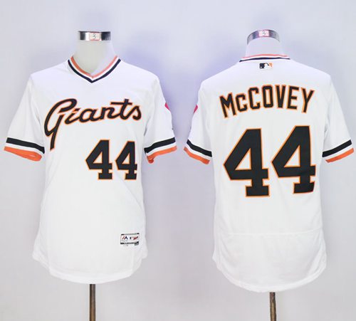 Giants #44 Willie McCovey White Flexbase Authentic Collection Cooperstown Stitched MLB Jersey - Click Image to Close